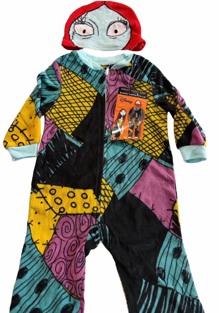 Disney Nightmare Before Christmas Sally Infant Blanket Sleeper Cap 2T NWT